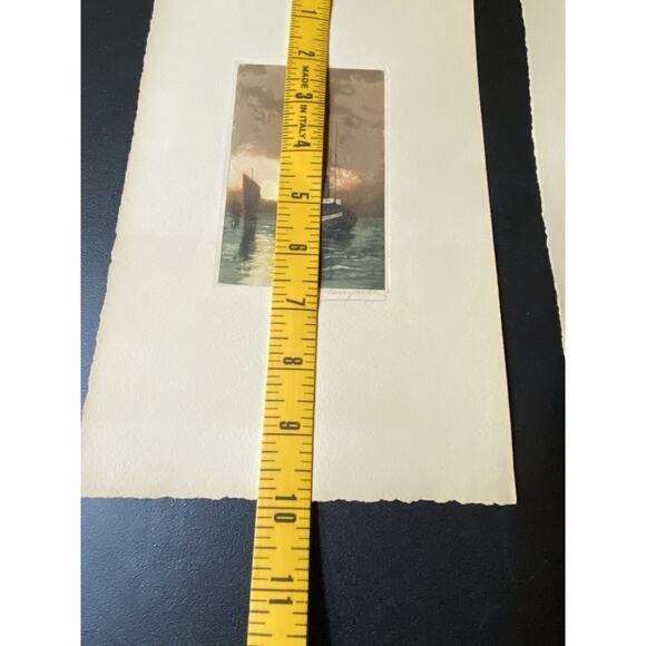 Huguet — Hand-Colored Aquatint Etchings, Twilight Fishing Boats (Pair) - Picture 4 of 15